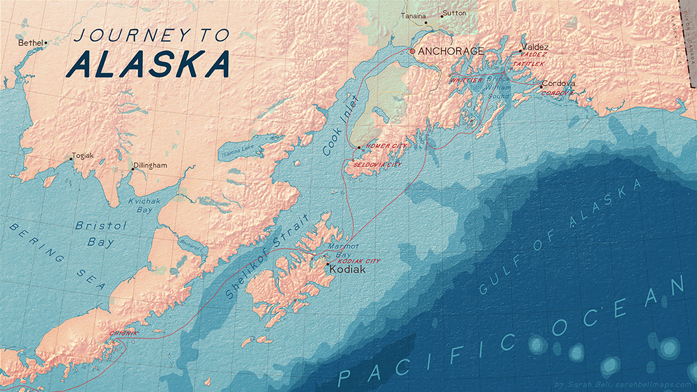 Alaska Map previewing BellTopo Sans