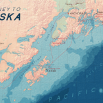 Map of Alaska showing the westernmost part of Alaska add the Pacific Ocean