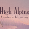 Snowy mountain illustration with High Alpine font sample