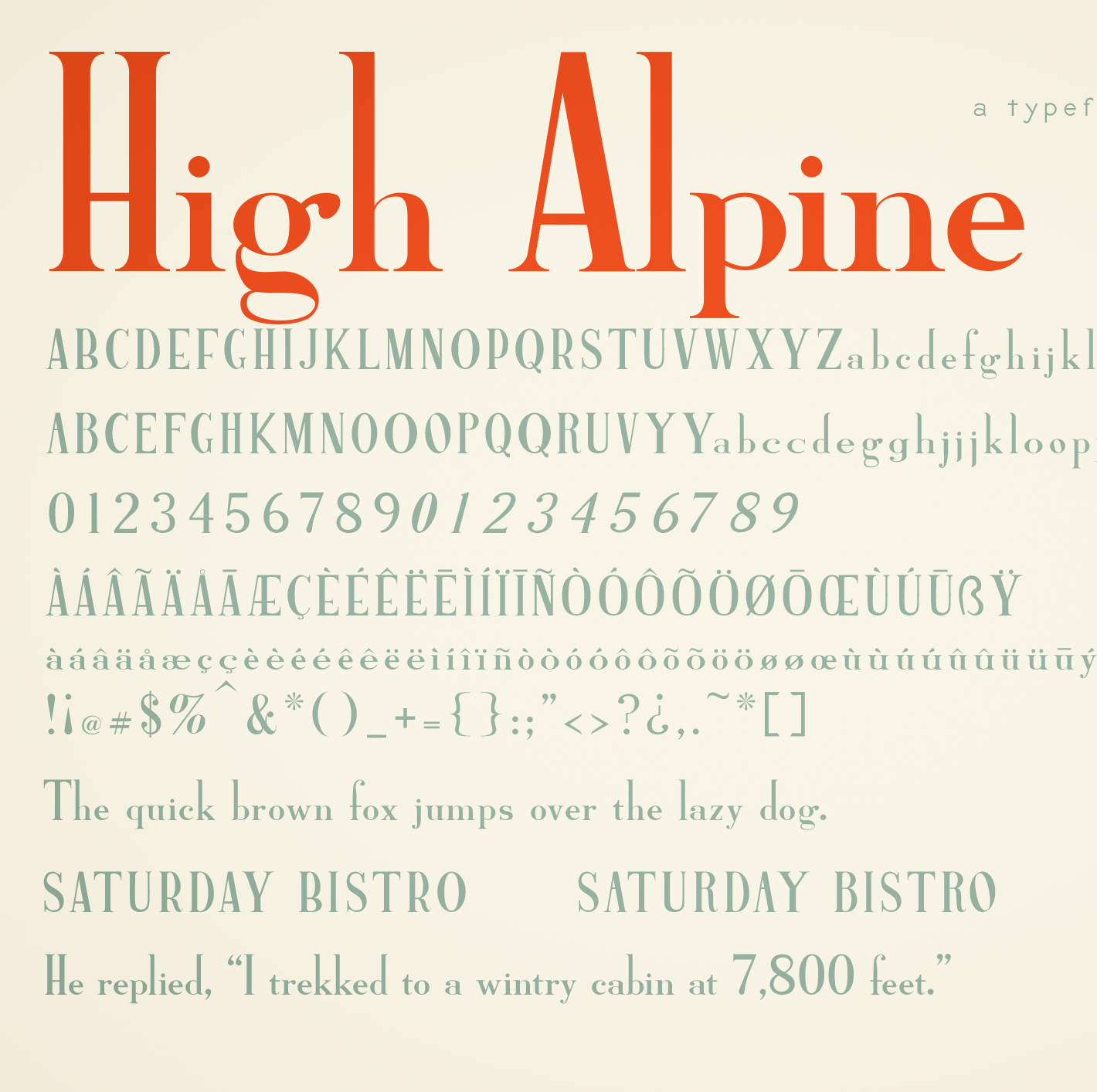High Alpine typeface preview
