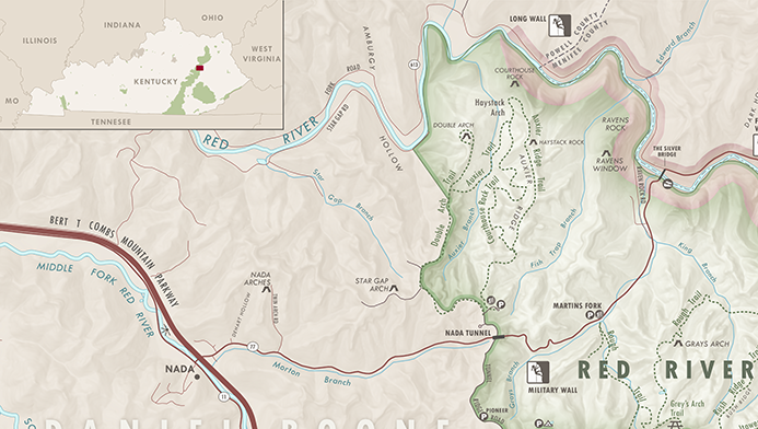 red river gorge climbing map