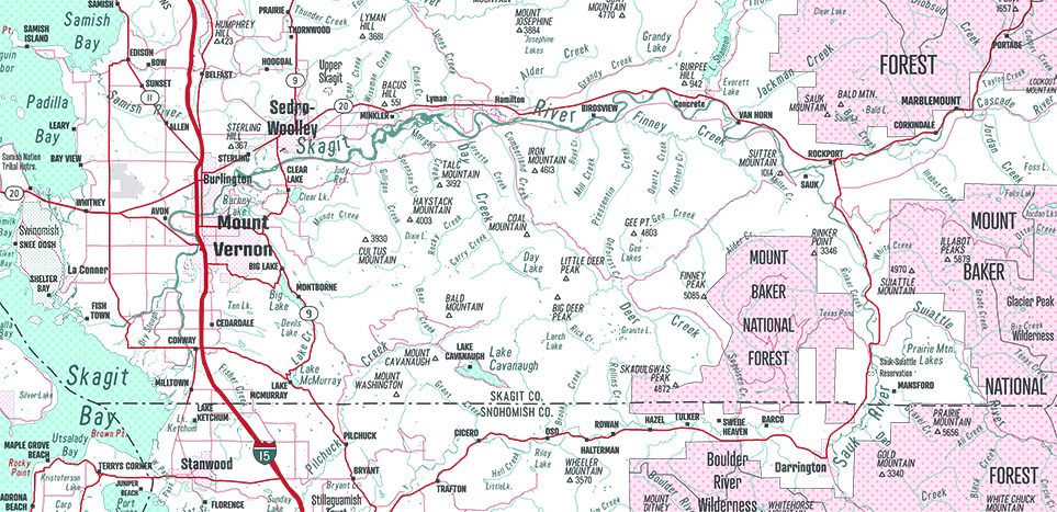 Tri-tone halftone pattern map of western washington