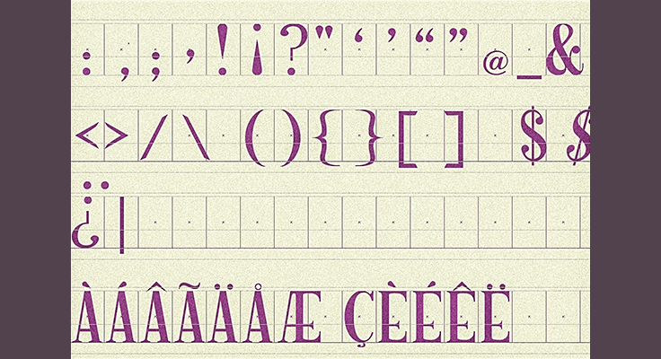 Preview of some characters in the High Alpine typeface